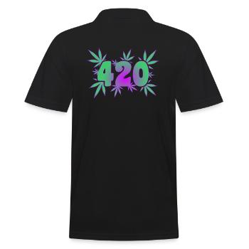 420 Leaf Vibes - Cannabis - Weed - Marihuana - Männer Poloshirt - Schwarz - Hinten - Kai (181cm)