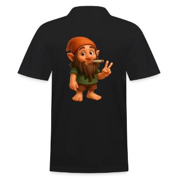 Cooler Kifferzwerg - Cannabis - Marijuana - Weed - Männer Poloshirt - Schwarz - Hinten - Kai (181cm)