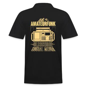 Amateurfunk Hobby Funk - Oldschool Social Media - Männer Poloshirt - Schwarz - Hinten - Kai (181cm)