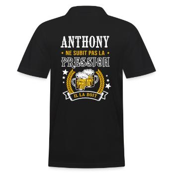 Anthony bière anthony cadeau anthony fêtes - Polo Homme - noir - Dos - Kai (181cm)