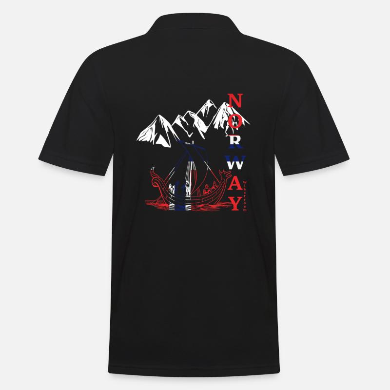 Wikström - Norwegen Berge Drachenboot Flagge - Männer Poloshirt - Schwarz