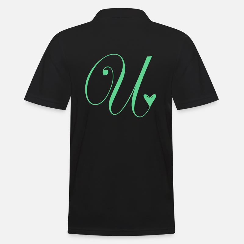 Monogramm U Herz Ranke - Männer Poloshirt - Schwarz