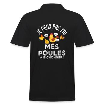 jardin jardinier je peux pas jai mes poules Humour - Polo Homme - noir - Dos - Kai (181cm)