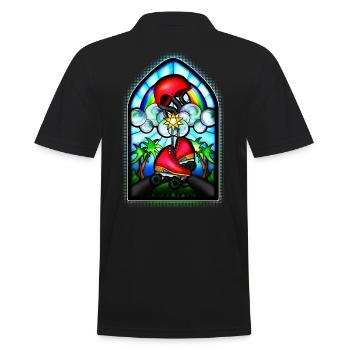 Holy Skates - Kirchenfenster mit Rollschuhen - Männer Poloshirt - Schwarz - Hinten - Kai (181cm)