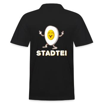 Stadtei Lustiges Ei - Männer Poloshirt - Schwarz - Hinten - Kai (181cm)