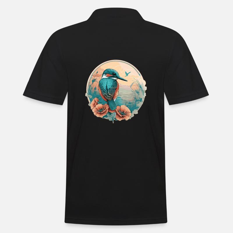 Eisvogel Vogelfreunde - Männer Poloshirt - Schwarz