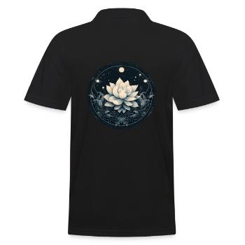 Lotusblüte - Männer Poloshirt - Schwarz - Hinten - Kai (181cm)