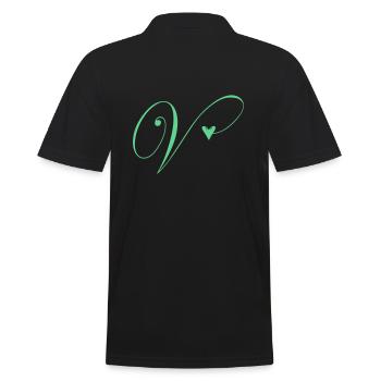 Monogram V Heart Vine - Men's Polo Shirt - black - Back - Kai (181cm)