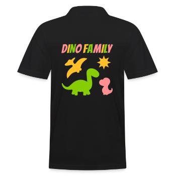 Dino family (Dinosaurier, Sonne) - Männer Poloshirt - Schwarz - Hinten - Kai (181cm)