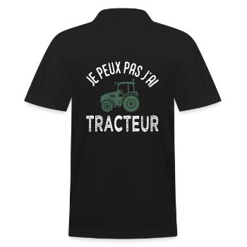 tracteur je peux pas j ai tracteur agriculture - Polo Homme - noir - Dos - Kai (181cm)