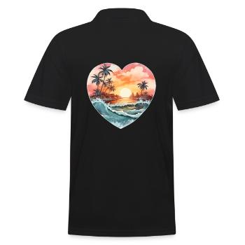 Strand Herzmotiv - Männer Poloshirt - Schwarz - Hinten - Kai (181cm)