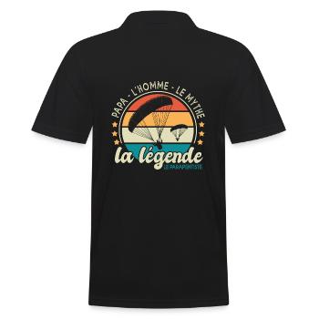 papa l homme mythe parapentiste sport parapente - Polo Homme - noir - Dos - Kai (181cm)
