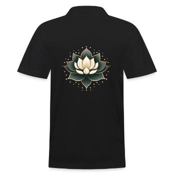 Lotusblüte - Männer Poloshirt - Schwarz - Hinten - Kai (181cm)