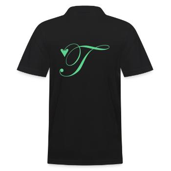 Monogramm T Herz Ranke - Männer Poloshirt - Schwarz - Hinten - Kai (181cm)