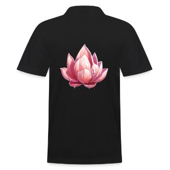 Lotusblüte - Männer Poloshirt - Schwarz - Hinten - Kai (181cm)