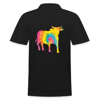 Büffel Rind Ochsen - Männer Poloshirt - Schwarz - Hinten - Kai (181cm)