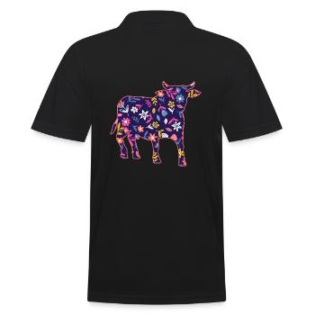 Büffel Rind Ochsen - Männer Poloshirt - Schwarz - Hinten - Kai (181cm)