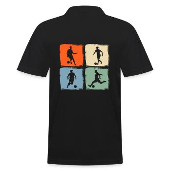 Fußballspieler Fußball - Männer Poloshirt - Schwarz - Hinten - Kai (181cm)