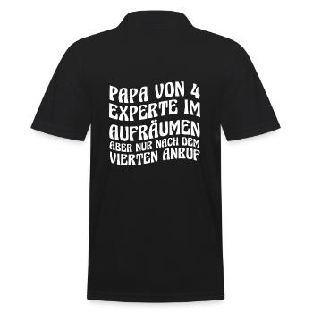 Dad of 4 children - Men's Polo Shirt - black - Back - Kai (181cm)