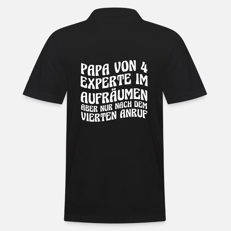 Papa Von 4 Kindern - Männer Poloshirt - Schwarz