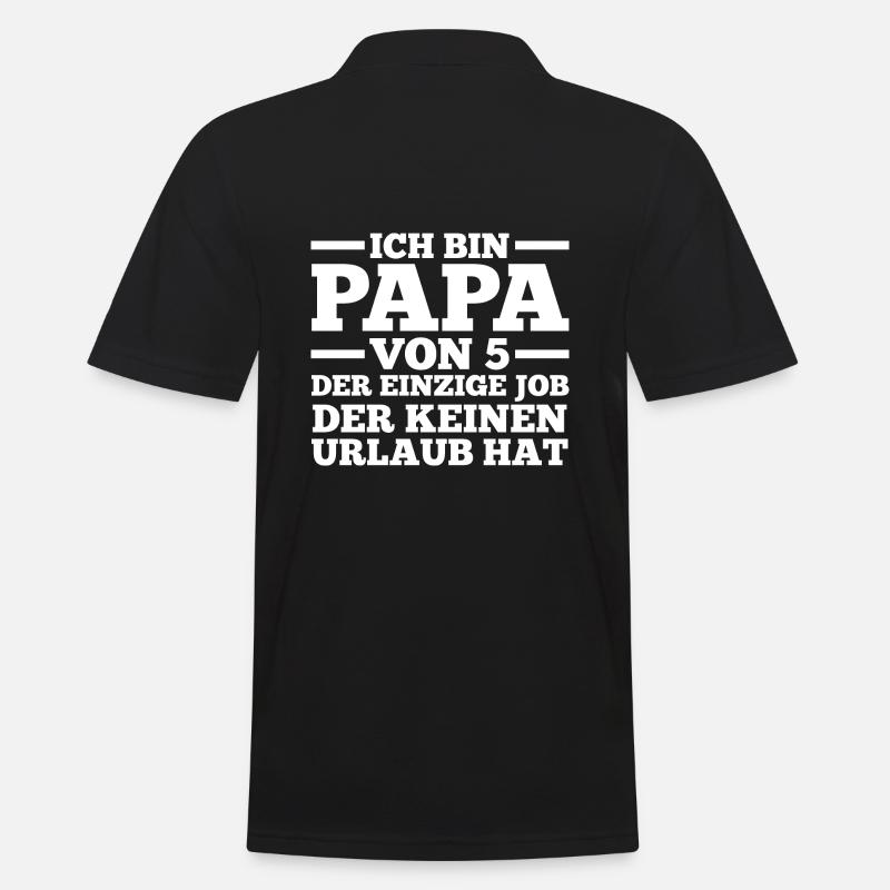 Papa Von 5 Kindern - Männer Poloshirt - Schwarz