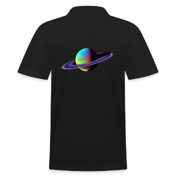 Saturn / Funny Planet / Cosmos - Men's Polo Shirt - black - Back - Kai (181cm)