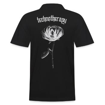Techno Therapy Rose - Rave Outfit Techno festival - Men's Polo Shirt - black - Back - Kai (181cm)