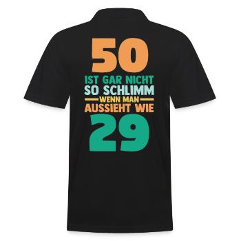 Fünfzig 50 Jahre Fünfzigster Geburtstag - Männer Poloshirt - Schwarz - Hinten - Kai (181cm)