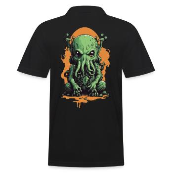 Spooky Cthulhu's Night Halloween Mysticism Design - Men's Polo Shirt - black - Back - Kai (181cm)