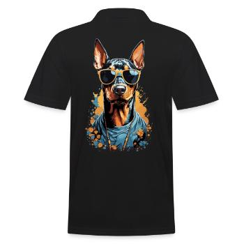 Dobermann Hund Streetwear Ästhetik Design - Männer Poloshirt - Schwarz - Hinten - Kai (181cm)