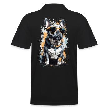 French Bulldog Dog Sunglasses and Style - Men's Polo Shirt - black - Back - Kai (181cm)
