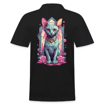 Sphynx chat Pastel Goth chat amant Design - Polo Homme - noir - Dos - Kai (181cm)