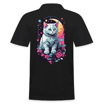 Chat de nuit en Pastel Goth, Design esthétique - Polo Homme - noir - Dos - Kai (181cm)