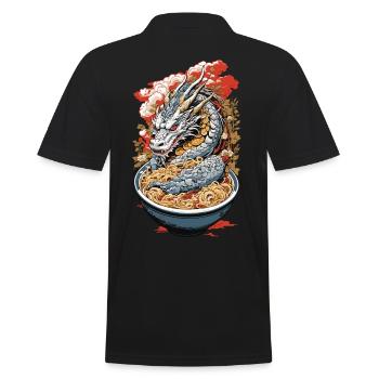 Ukiyo-E Ramen Rétro Dragon Tokyo Design - Polo Homme - noir - Dos - Kai (181cm)