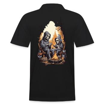 Kids Halloween Horror Campfire Skeletons - Men's Polo Shirt - black - Back - Kai (181cm)
