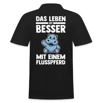 Nilpferd Flusspferd - Männer Poloshirt - Schwarz - Hinten - Kai (181cm)