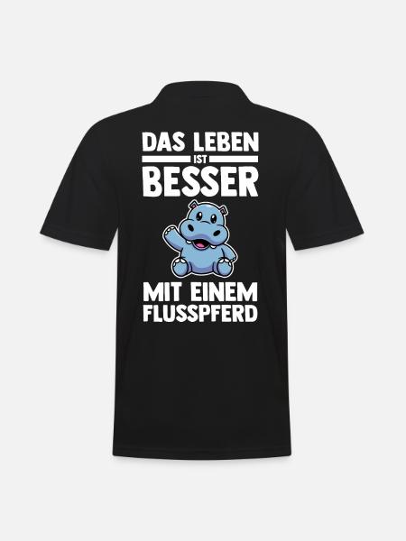 Nilpferd Flusspferd - Männer Poloshirt - Schwarz