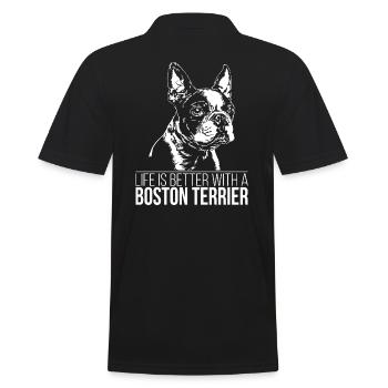 BOSTON TERRIER Life is better Wilsign's dog talk - Men's Polo Shirt - black - Back - Kai (181cm)