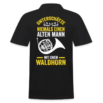 Waldhorn Hornist Opa Orchester Großvater Jazz Musi - Männer Poloshirt - Schwarz - Hinten - Kai (181cm)