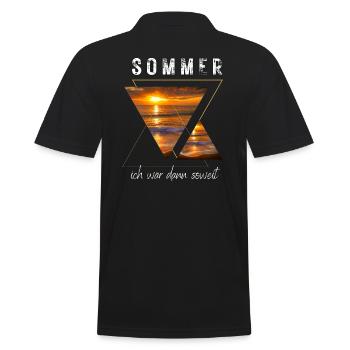 SOMMER ich bin dann soweit - HELLO SUMMER - Männer Poloshirt - Schwarz - Hinten - Kai (181cm)