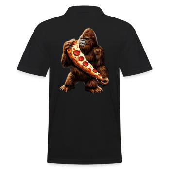 Bigfoot Pizza Party - Men's Polo Shirt - black - Back - Kai (181cm)