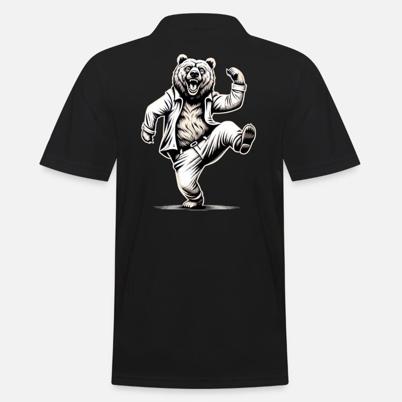 Witziger Bär Vater Papa Geschenk - Männer Poloshirt - Schwarz