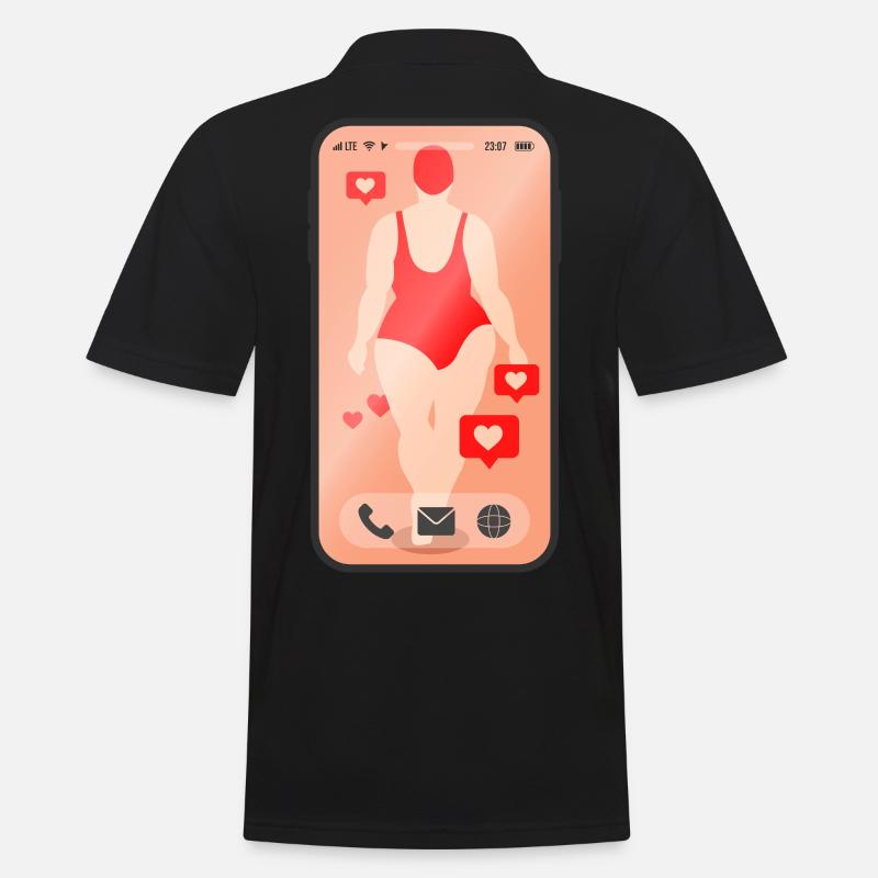 Handy Frau Smartphone Geschenk - Männer Poloshirt - Schwarz