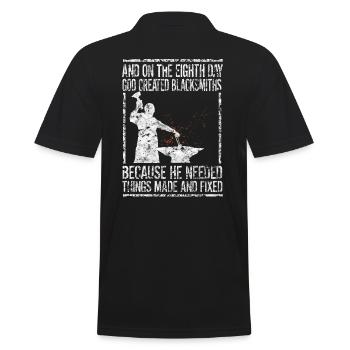 On the 8th Day Blacksmith Metal Forging - Men's Polo Shirt - black - Back - Kai (181cm)