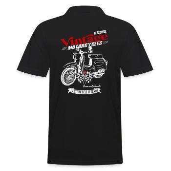 Simson Schwalbe DDR Moped - Männer Poloshirt - Schwarz - Hinten - Kai (181cm)