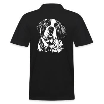 BERNHARDINER St Bernard Portrait Hunde Wilsigns - Männer Poloshirt - Schwarz - Hinten - Kai (181cm)