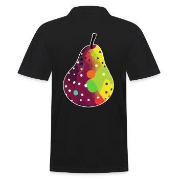 BIRNE POP ART - Männer Poloshirt - Schwarz - Hinten - Kai (181cm)