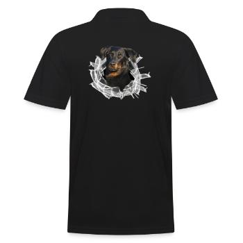 Beauceron im Glasloch - Männer Poloshirt - Schwarz - Hinten - Kai (181cm)