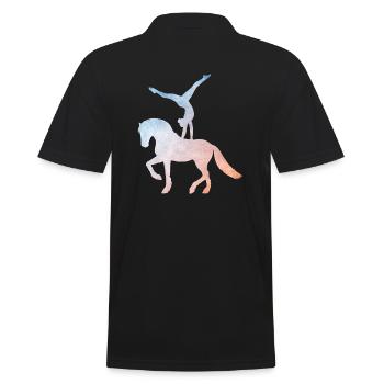 Voltigieren - Voltigierer - Volti - Pferde - Männer Poloshirt - Schwarz - Hinten - Kai (181cm)