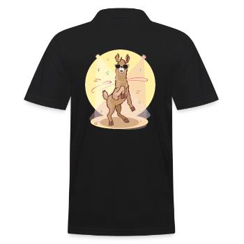 Dabbing Lama - tanzendes cooles Lama - Männer Poloshirt - Schwarz - Hinten - Kai (181cm)